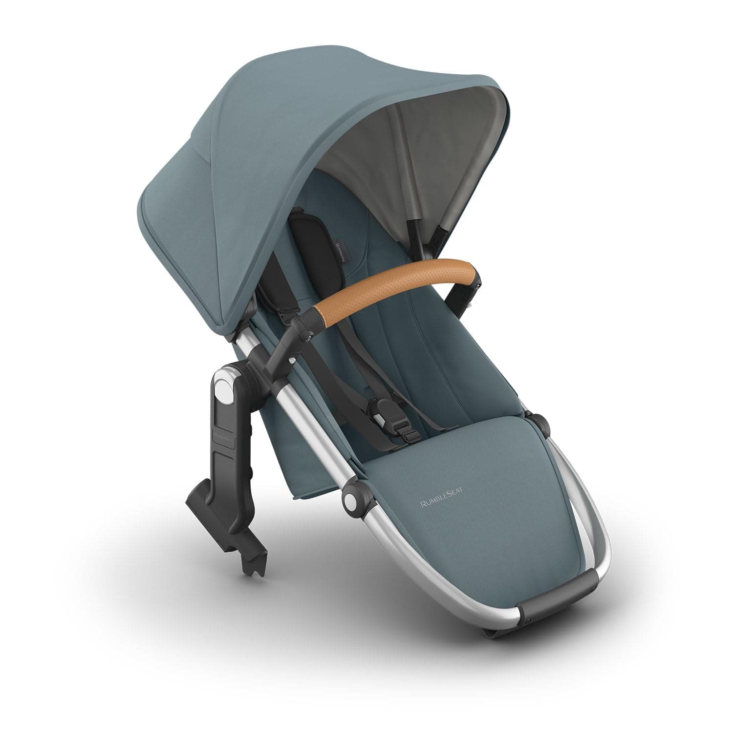 UPPAbaby RumbleSeat V3 Second Lower Seat - Compatible with Vista V2 and Vista V3 - All-Weather Seat + Magnetic Buckle – Adapters Included - Callum (Stone Blue/Silver Frame/Sand Leather)