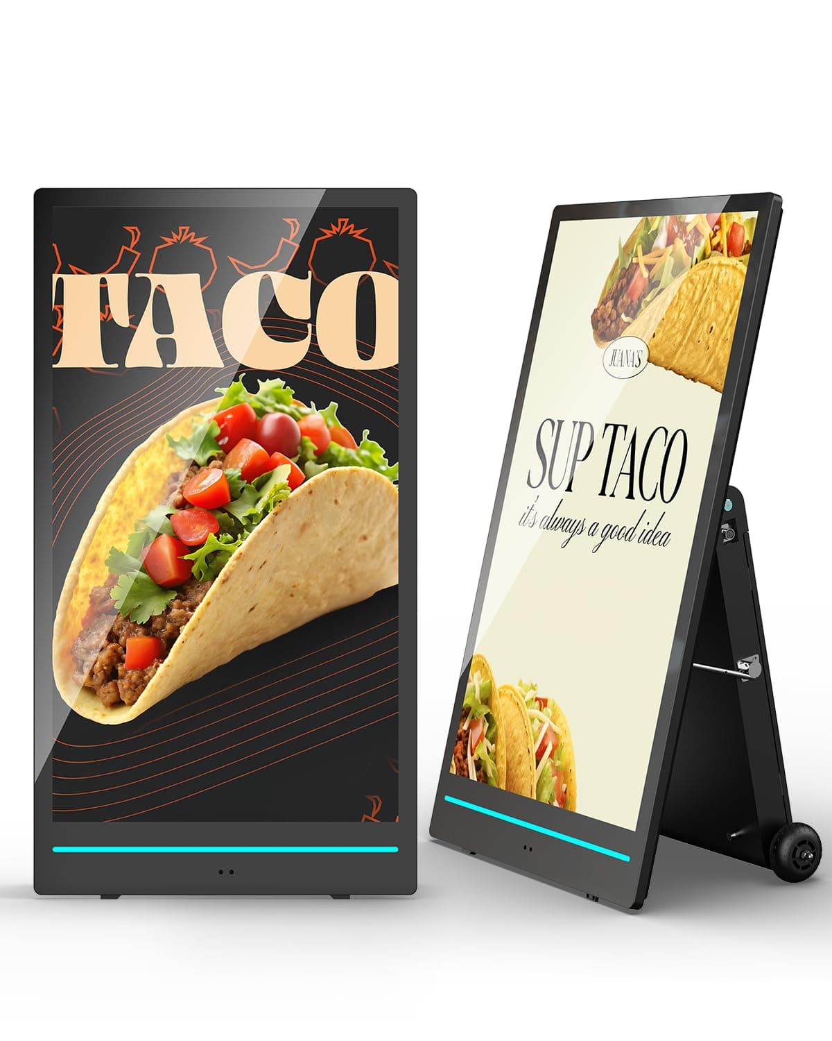 55 inch Outdoor Mobile Digital Signage Display, LCD IP65 Waterproof Advertising Display Kiosk with Rechargeable Battery, Brightness Auto-Adjustment and Impact Resistant Screen 55-inch without Road Cas