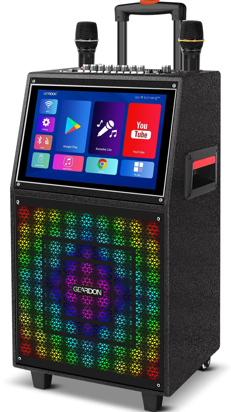 Karaoke Machine with Lyrics Display Screen for Adults, Built-in 15 Inches Tablet & WiFi, Bluetooth Speaker w/ 2 Rechargeable UHF Mics, DJ Lights, Portable Karaoke System for Any Occasion Black
