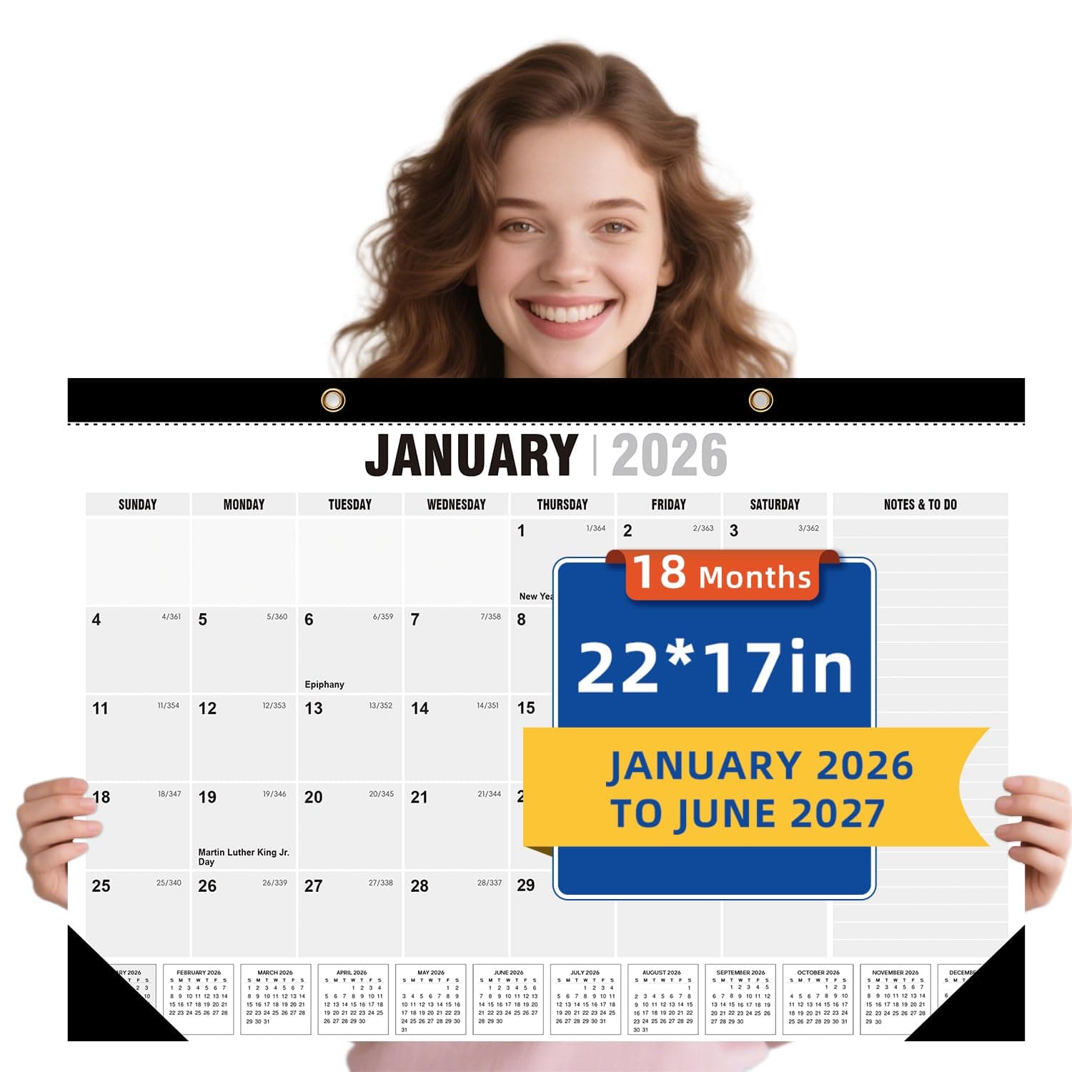 Generic 2025-2026 Large 18-Month Wall/Desktop Calendar
