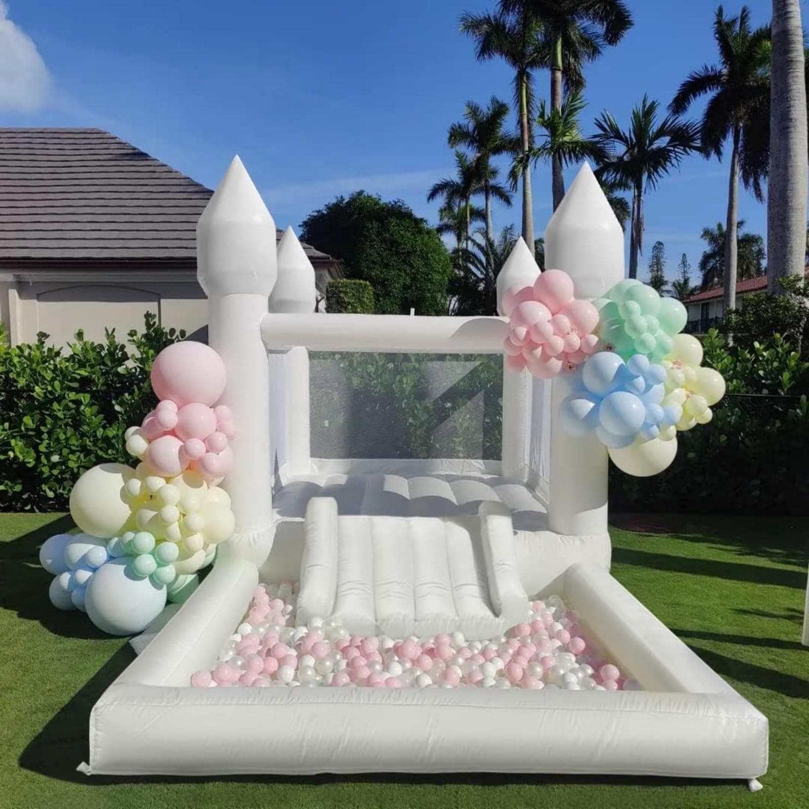 Cessbong Inflatable Bounce House with Slide and Ball Pit