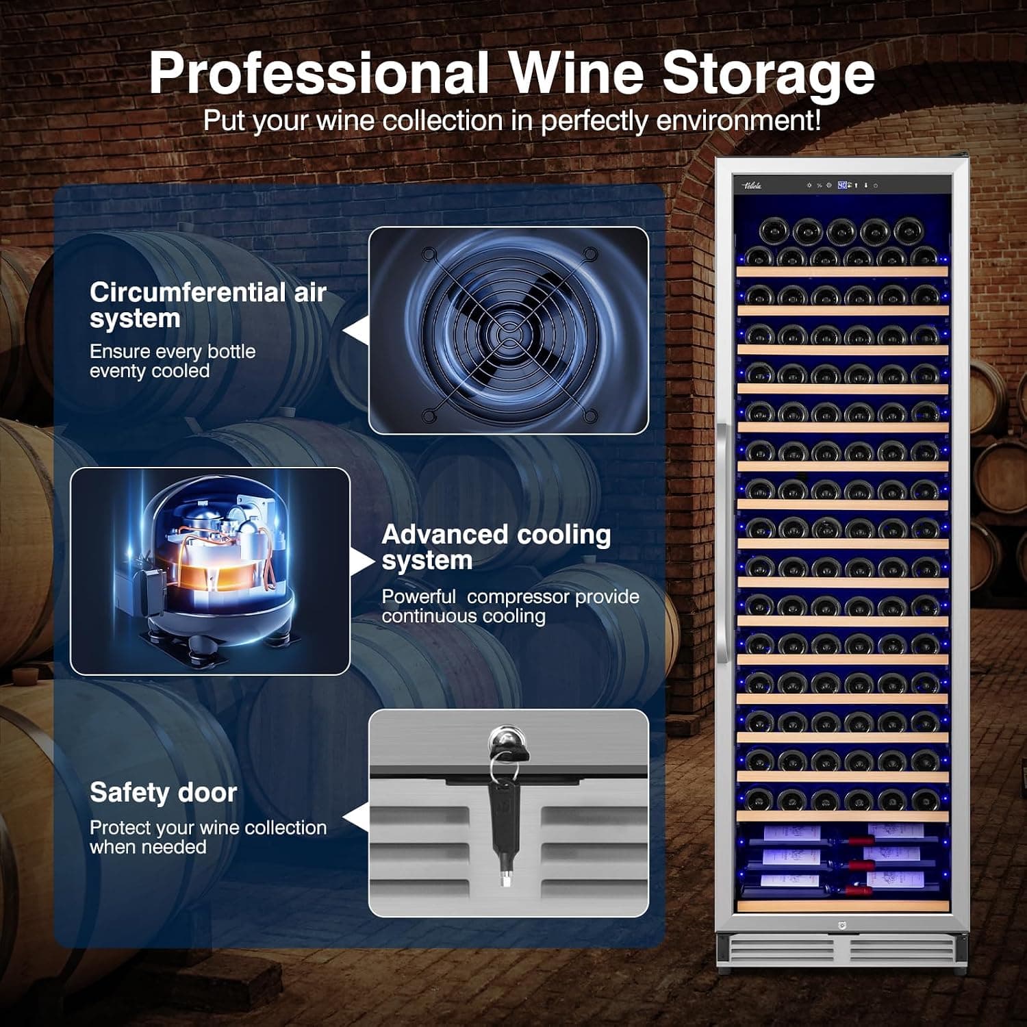 Velieta 171-Bottle Wine Cooler Refrigerator