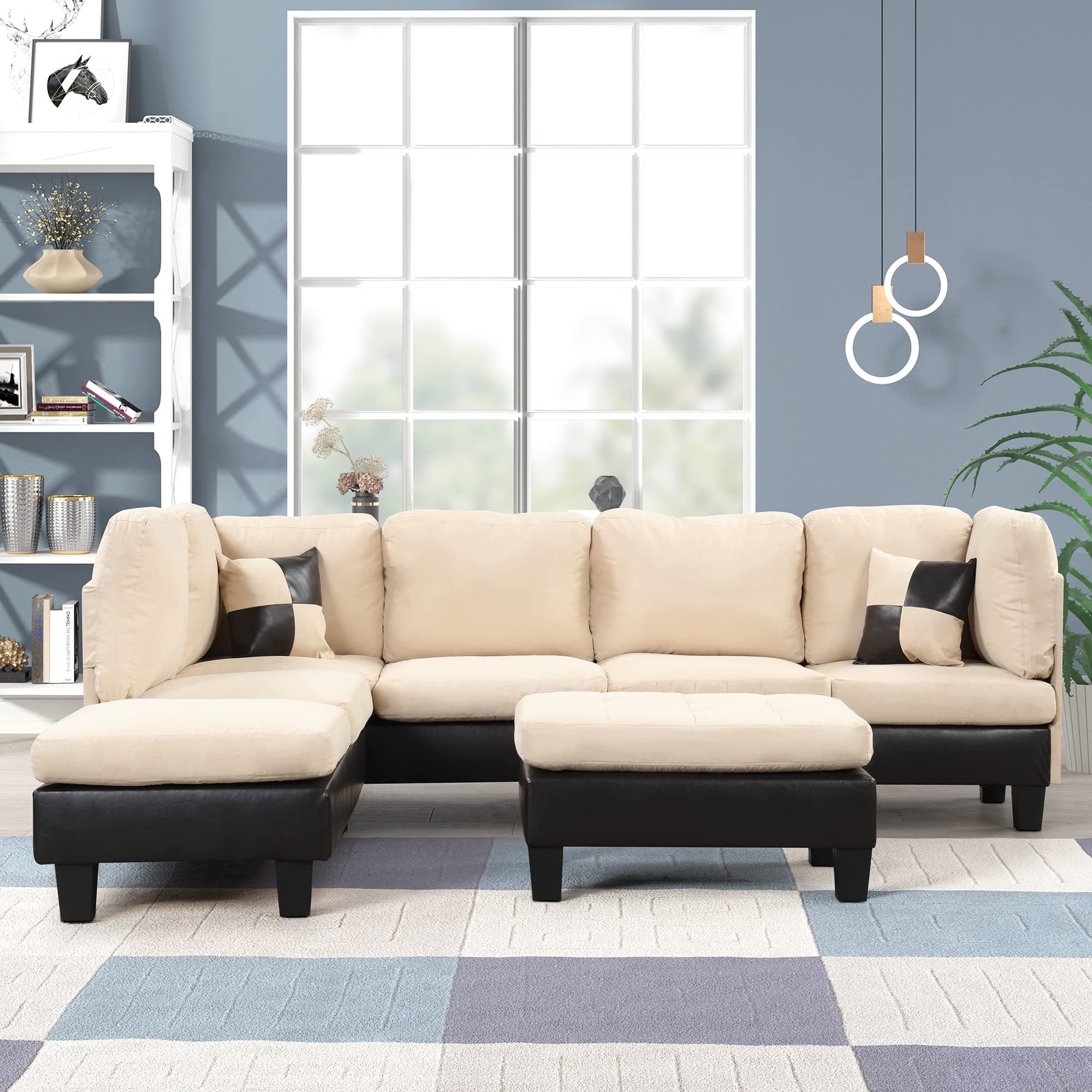 Casa Andrea Milano L-Shaped Sectional Sofa with Chaise & Ottoman