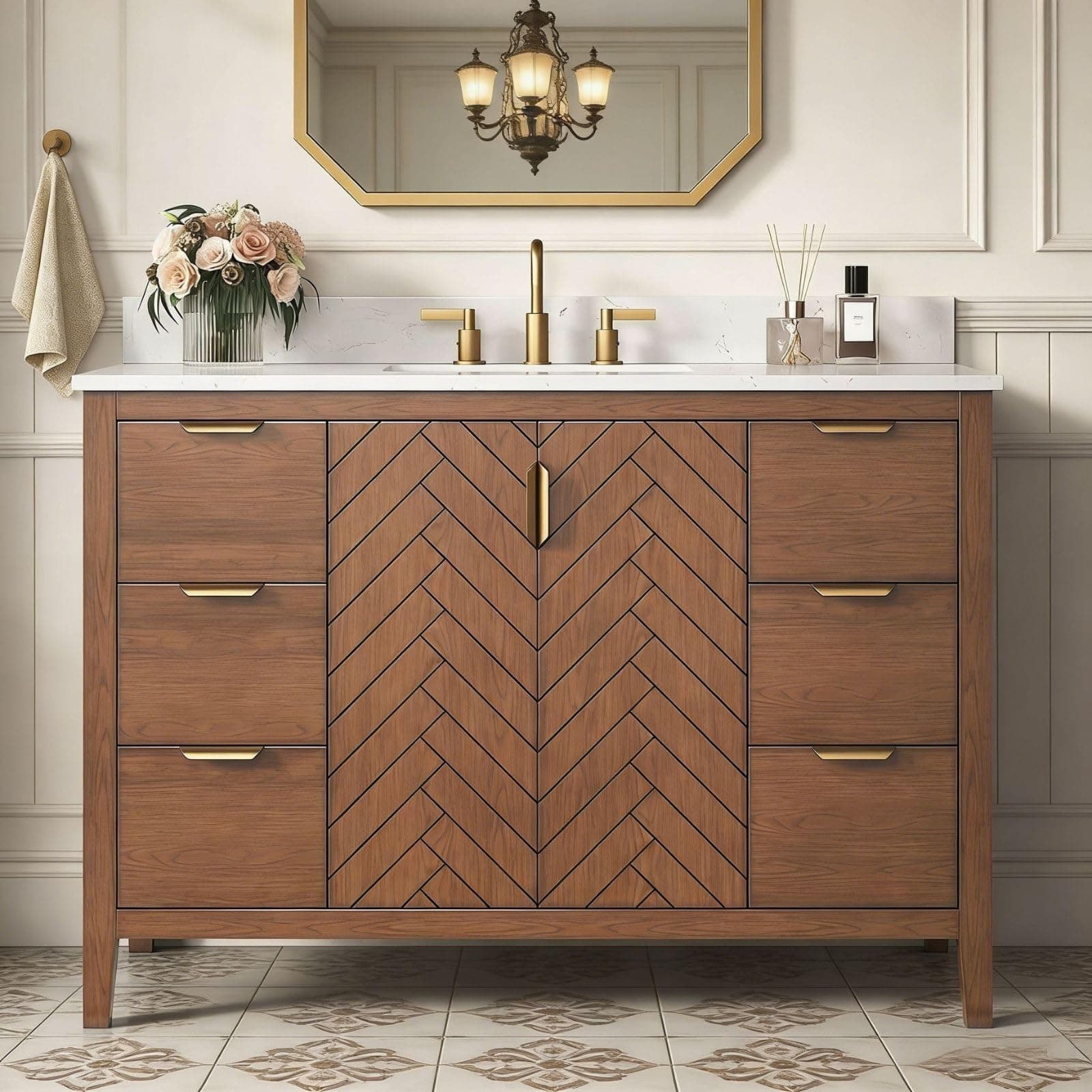 DELUXE LIVING Bathroom Vanity with Sink