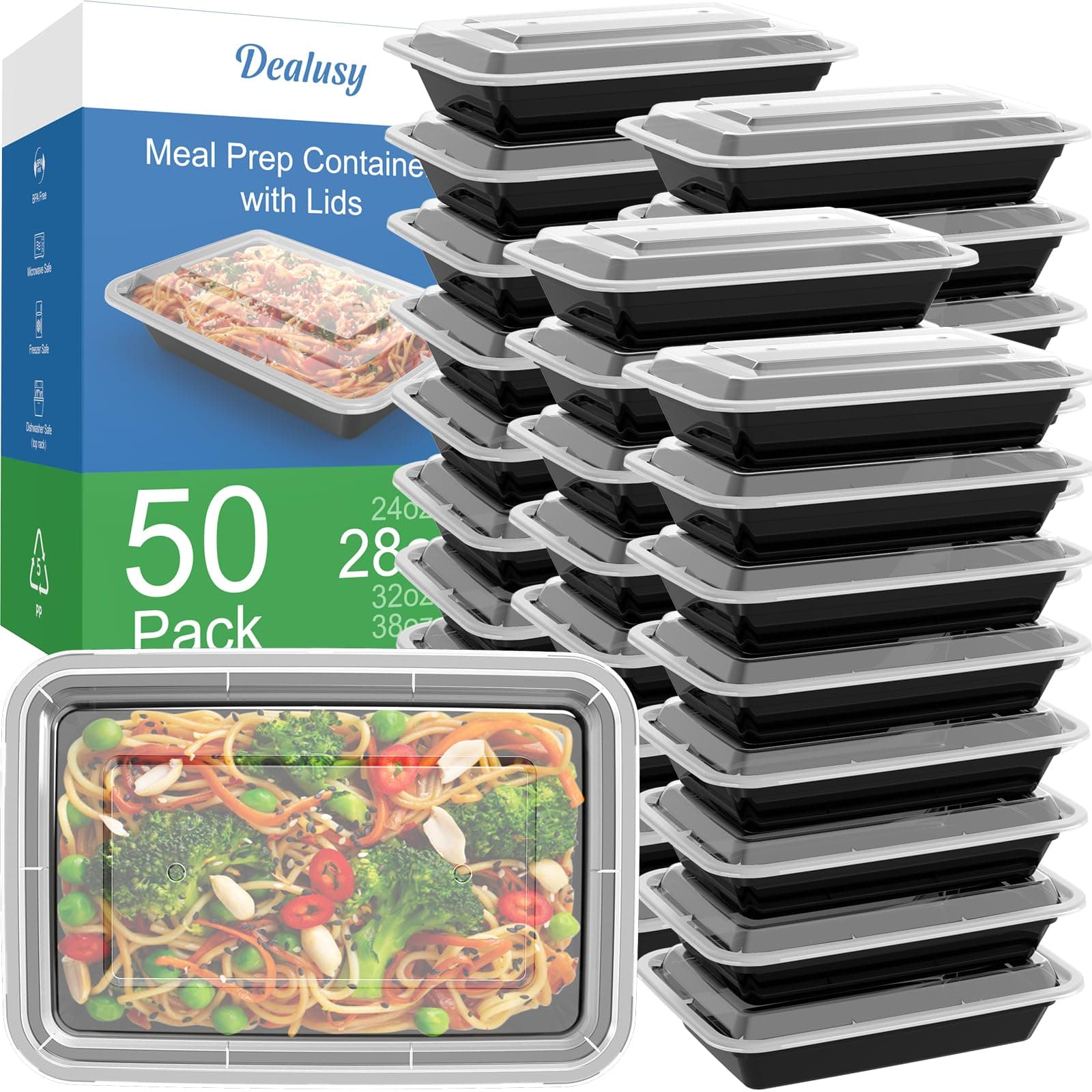 Dealusy 50 Pack Meal Prep Containers