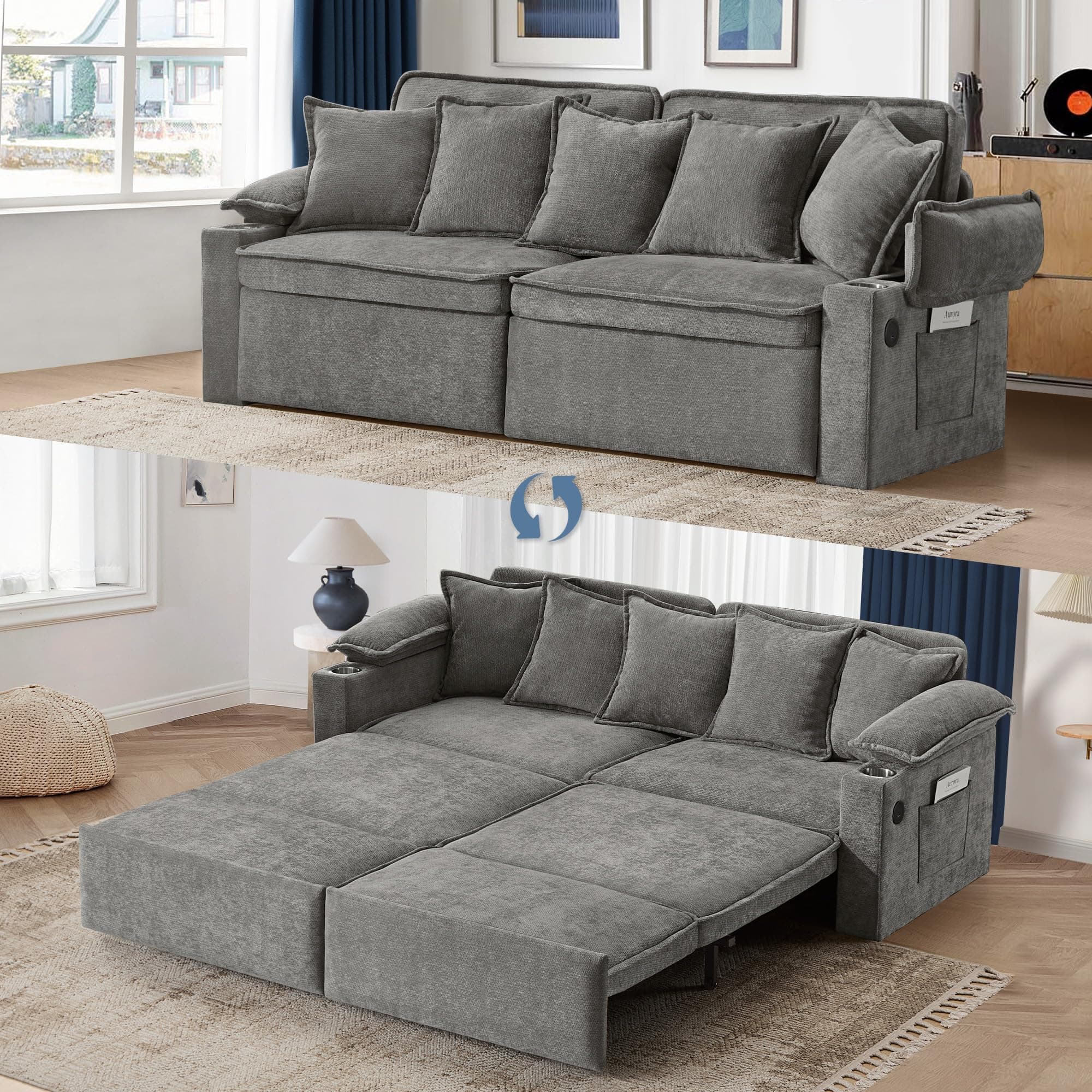 Ebern Designs 82" Upholstered Convertible Sleeper Sofa