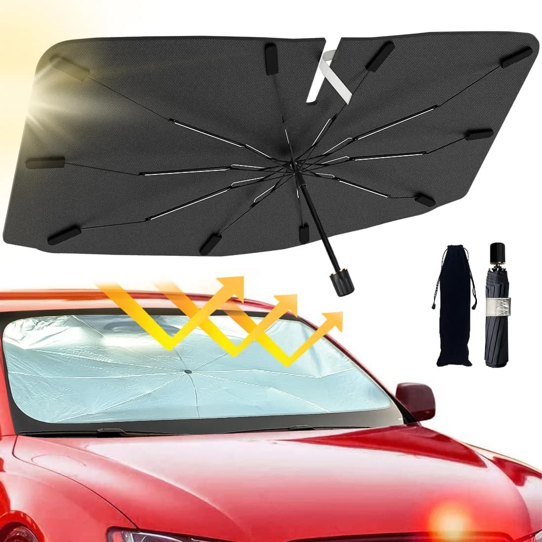 JASVIC Car Windshield Sun Shade Umbrella