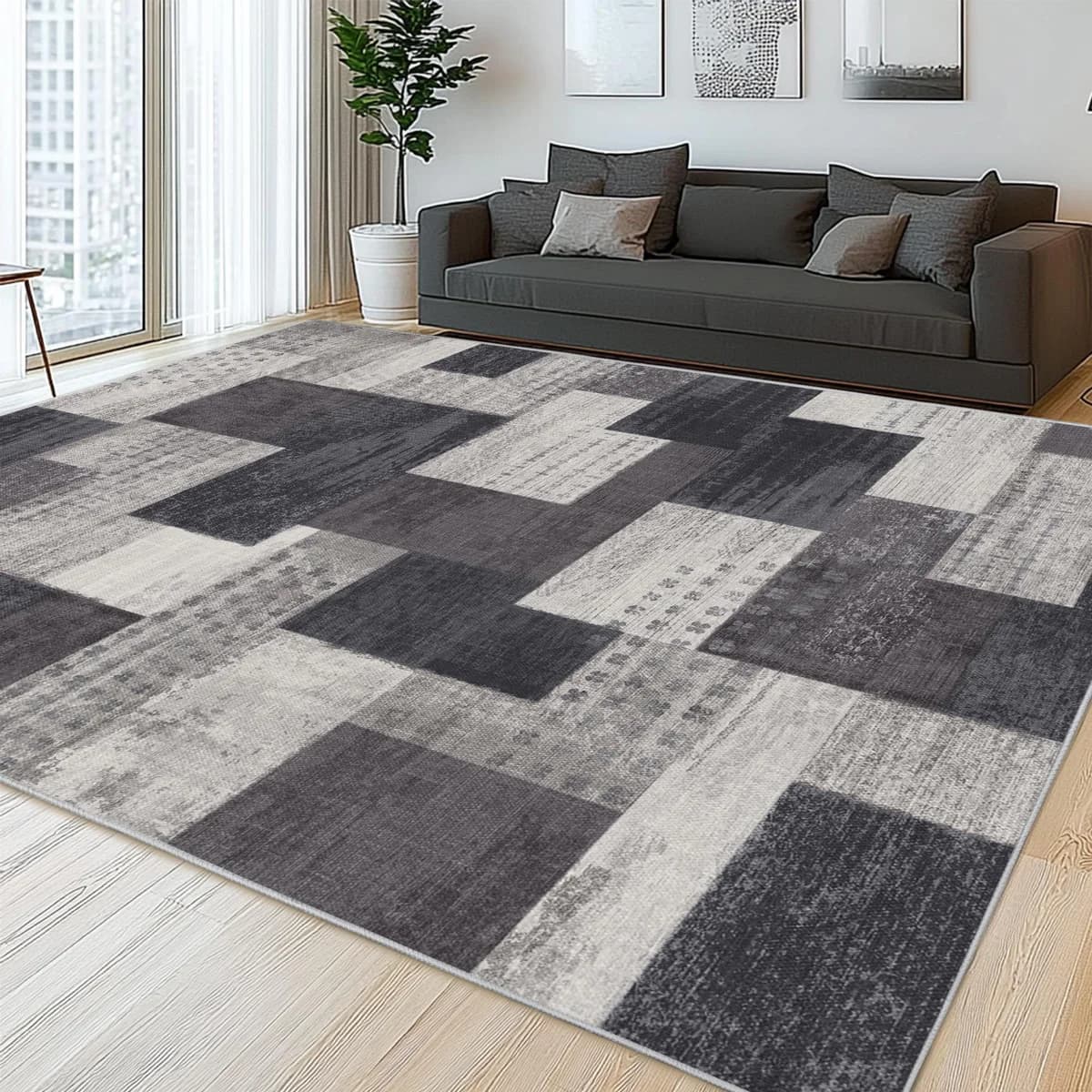 QDUIDU Geometric Patchwork Area Rug