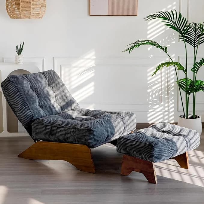 MAXYOYO Corduroy Accent Chair with Ottoman