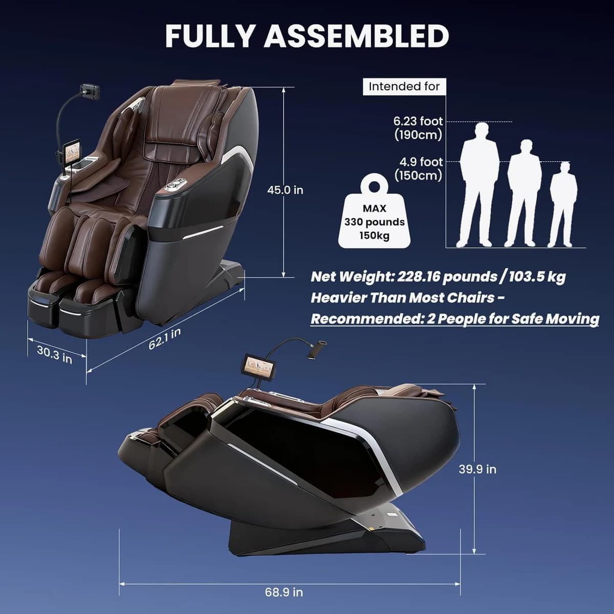 Motored 4D Massage Chair Full Body Shiatsu Recliner