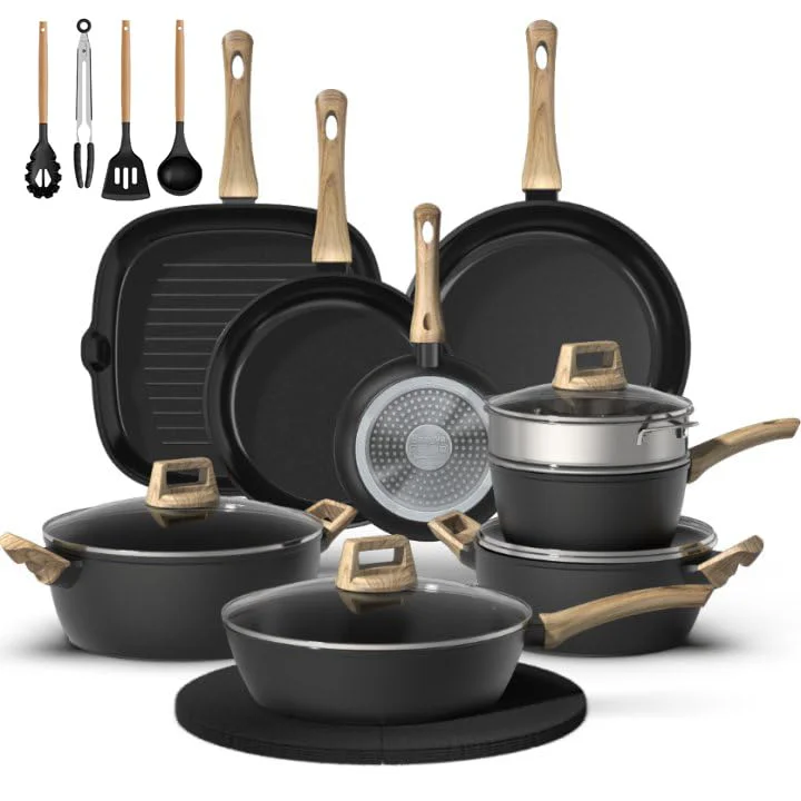 BAZOVA Cookware Set 23 pc BLACK