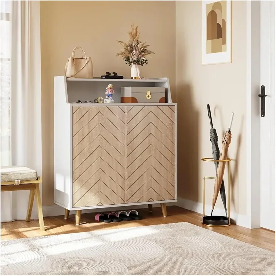 A1dfdfgoqsfg 5-Tier Wooden Shoe Cabinet with Doors