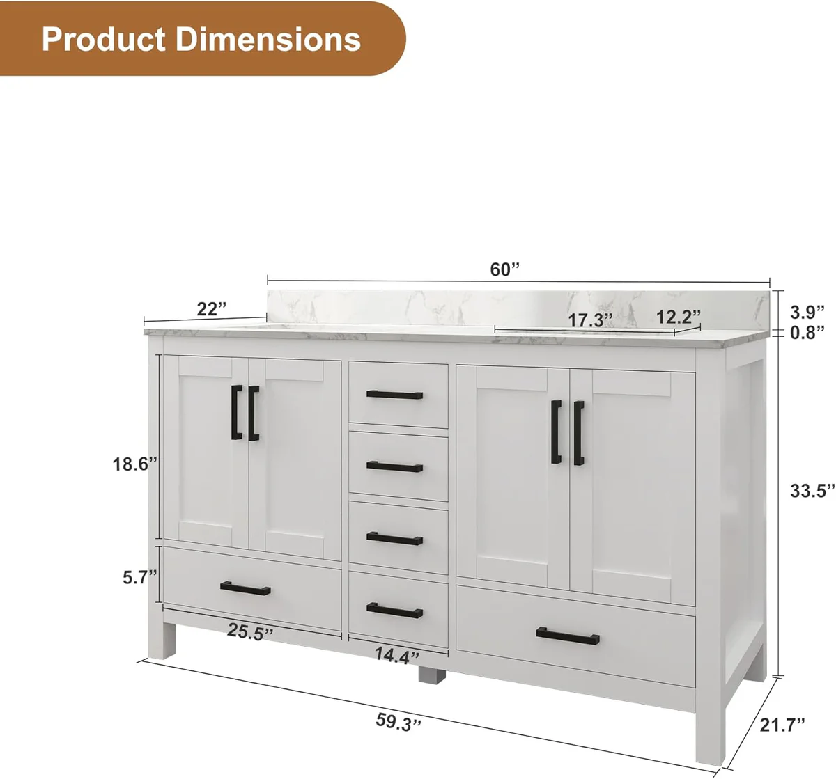 SJ STAR&JANE Double Sink Bathroom Vanity