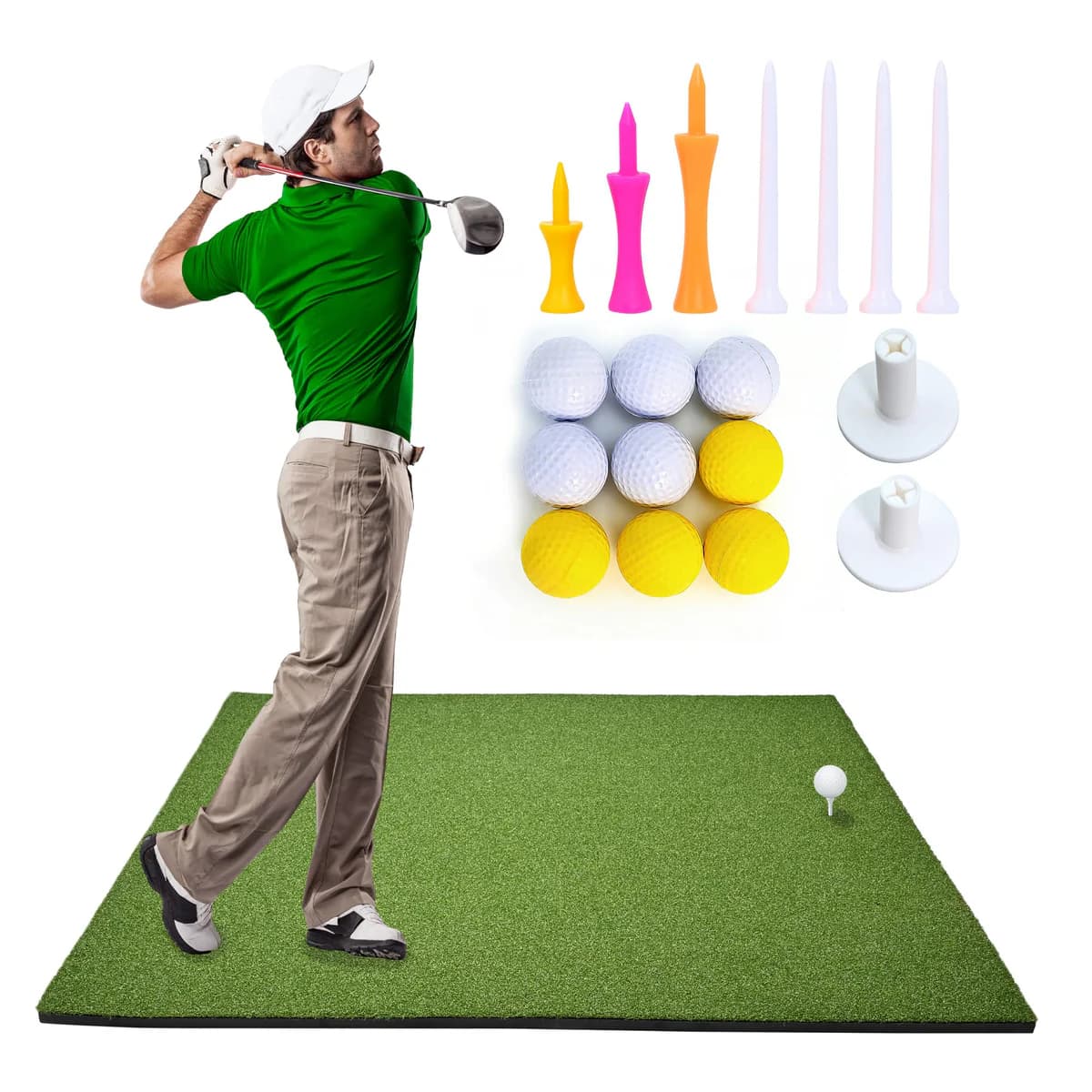 VERDIGRASS Golf Hitting Mat with Tees and Balls