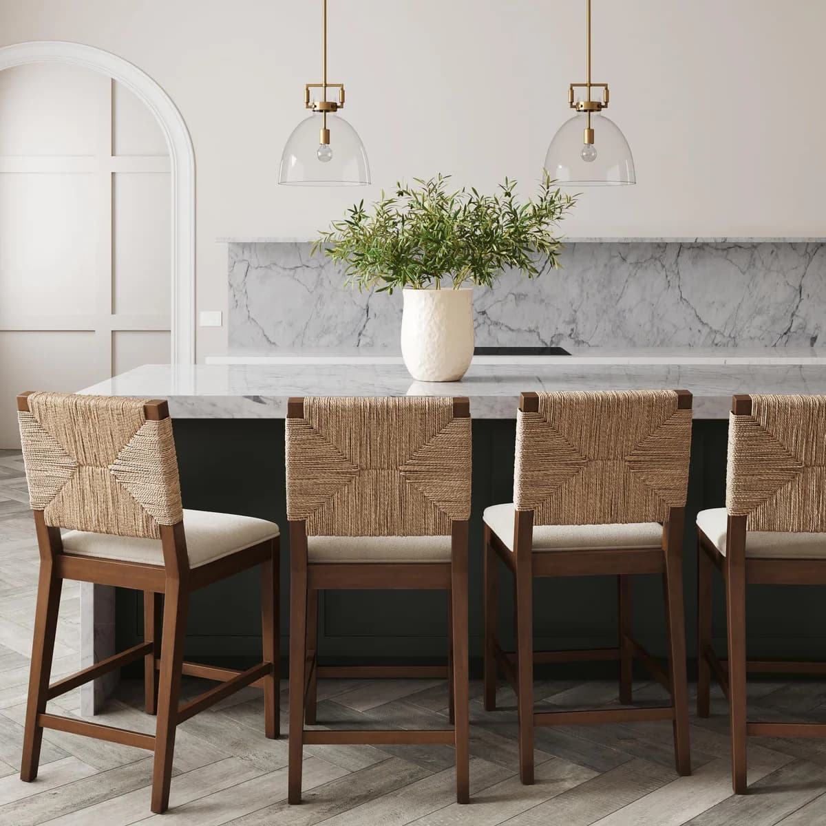 Nathan James Beacon Woven Back Bar Stool Set